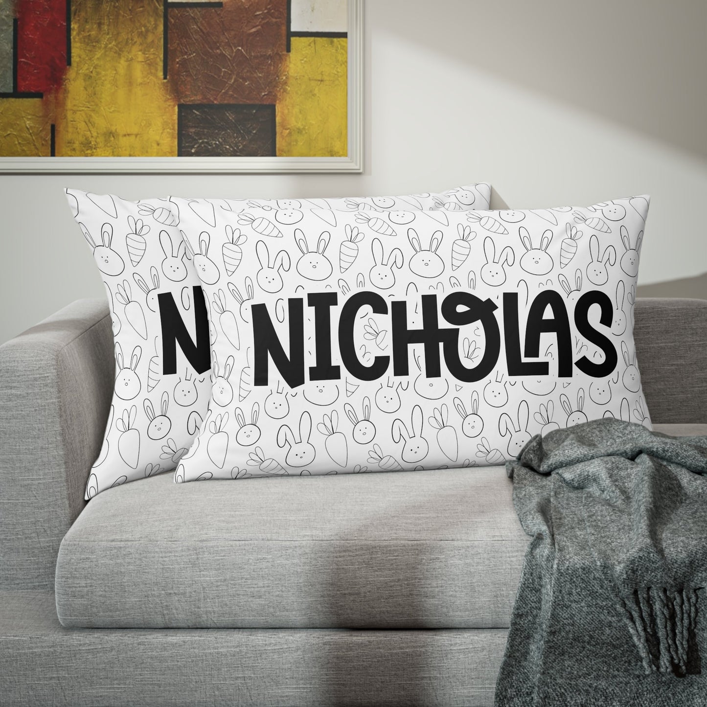 Personalized Easter Bunny & Carrot Pillow Case - Premium Home Decor - Just $22.50! Shop now at Nine Thirty Nine Design