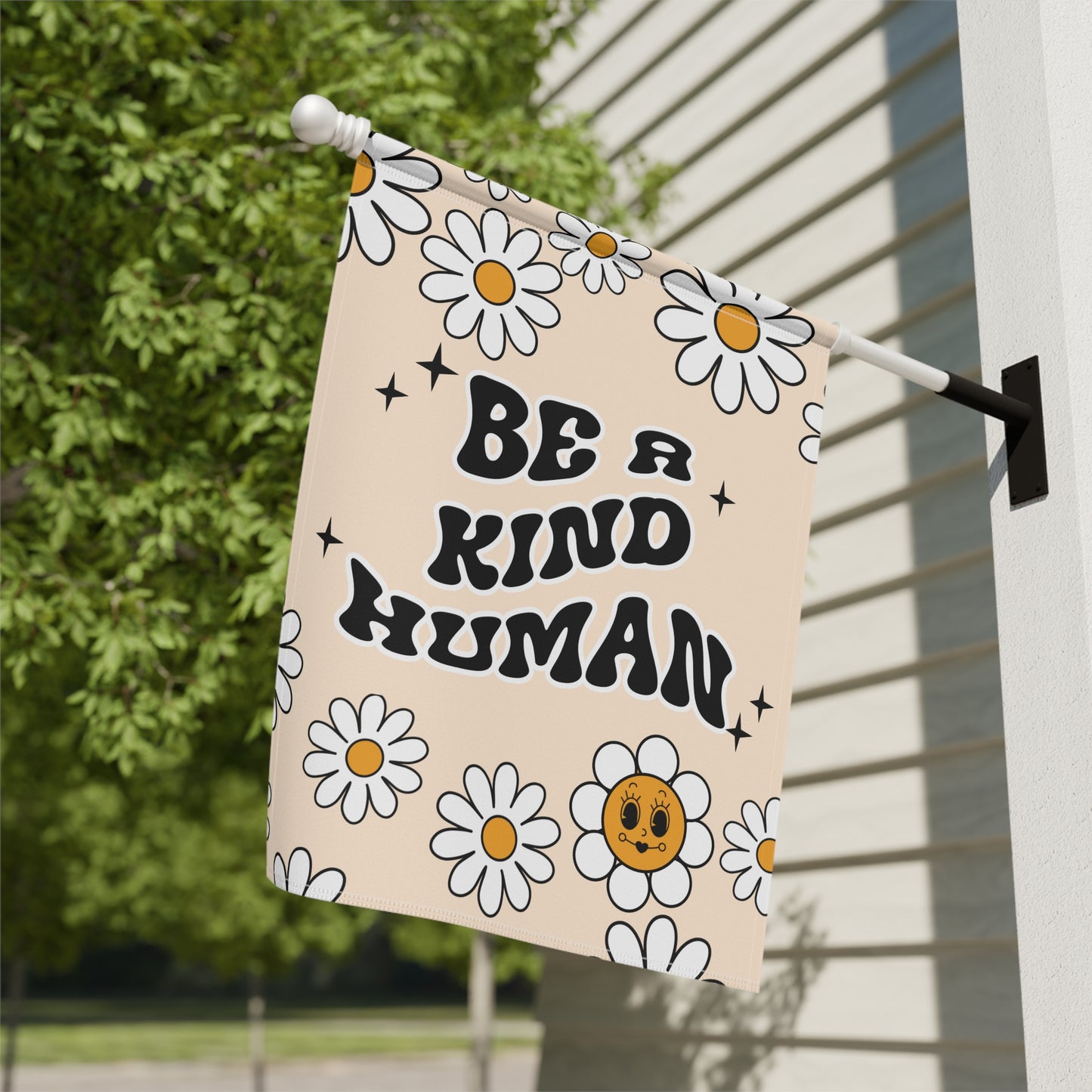 Be A Kind Human Garden Flag, Summer Garden Flag, Retro Garden Flag, Daisy Decor, Spring Garden Flag, Housewarming, Yard Decor, Positive Flag