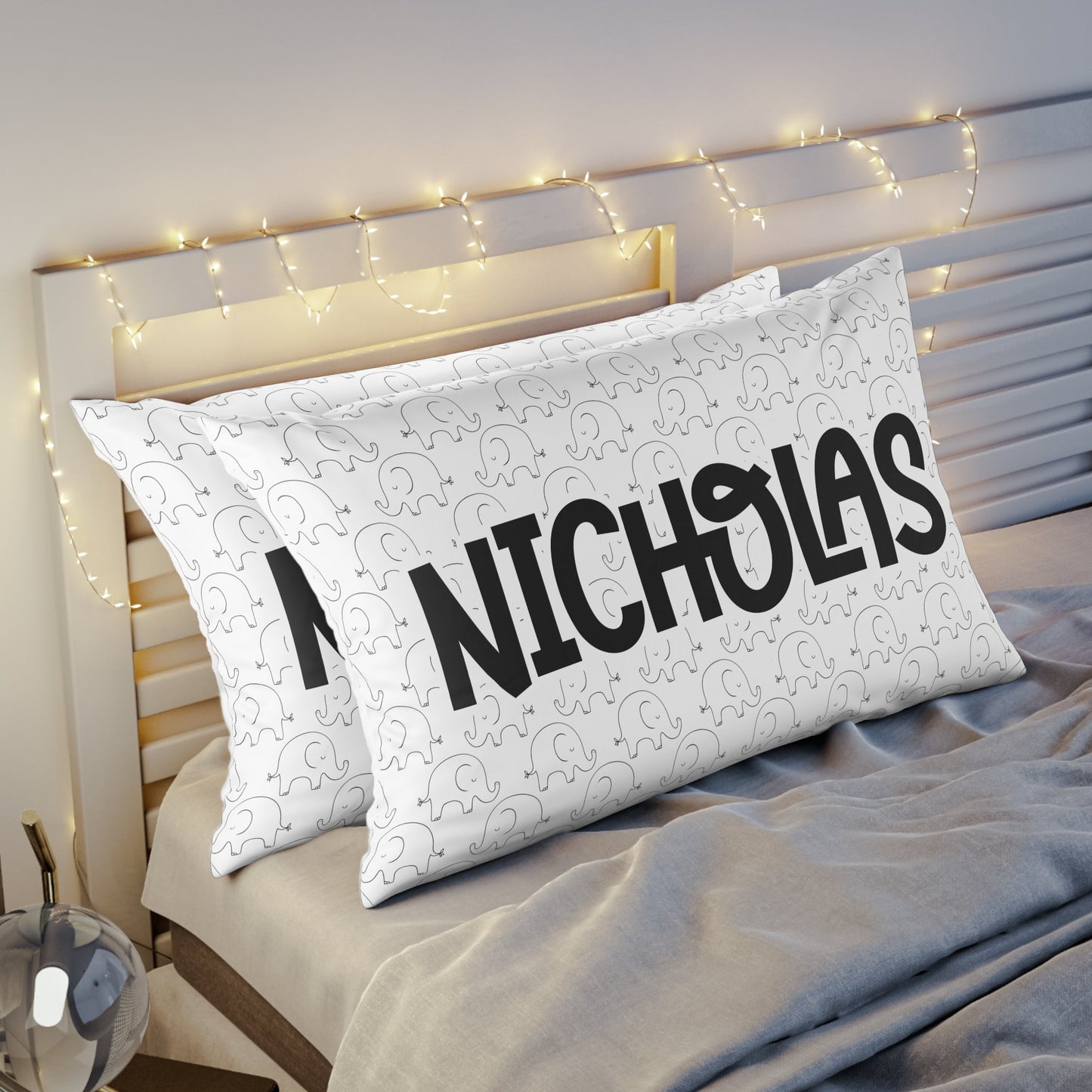Personalized Black and White Elephant Pillow Case Home Decor