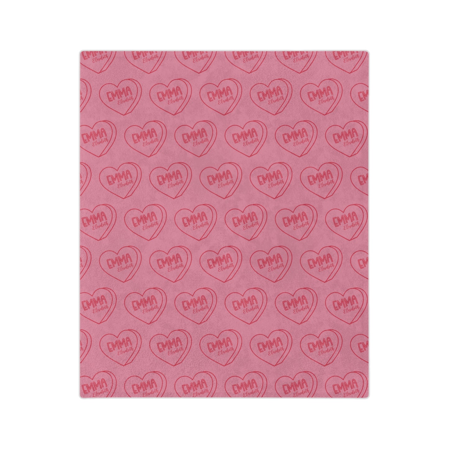 Personalized Valentine Candy Heart Velveteen Microfiber Blanket Home Decor