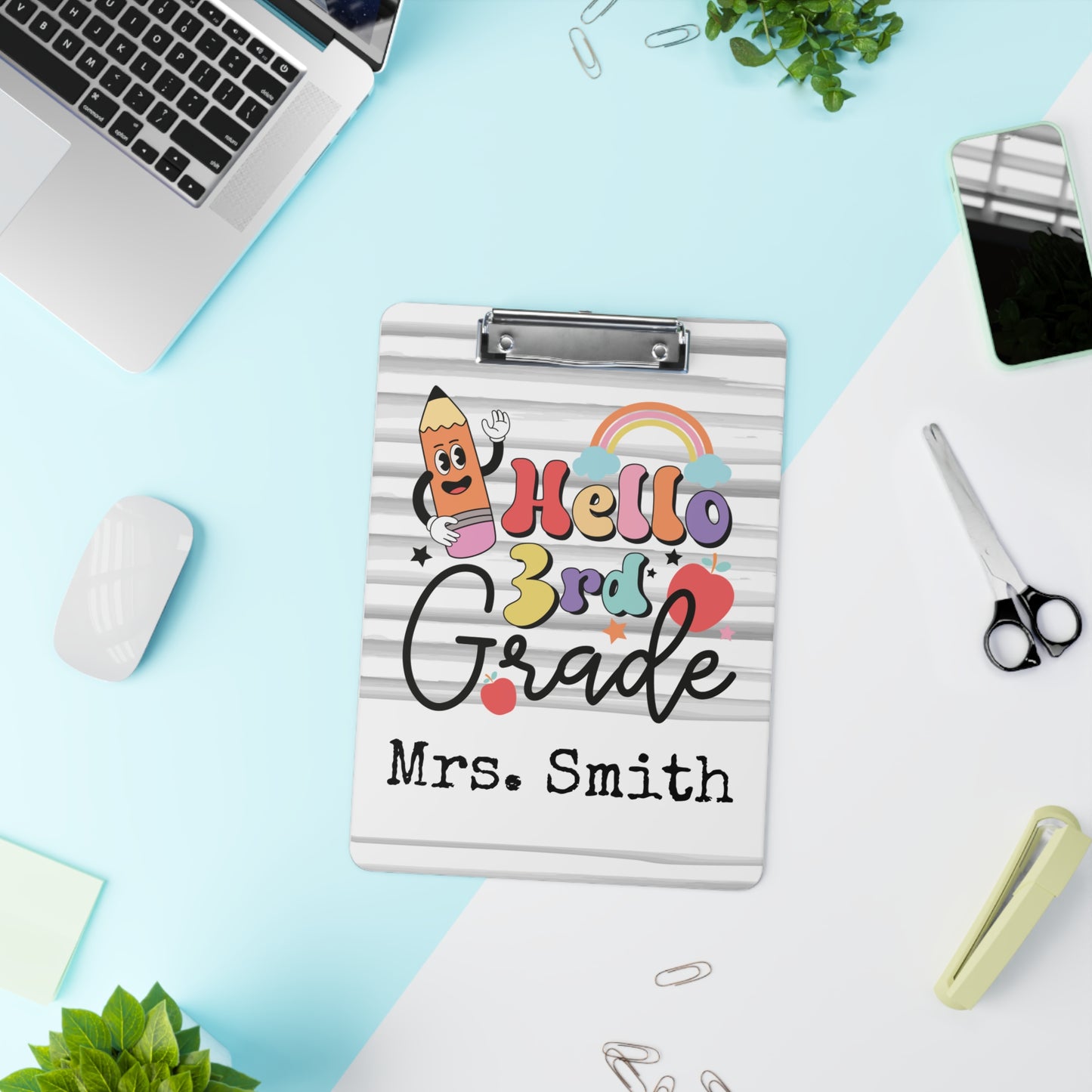 Personalized Teacher Clipboard, Teacher Appreciation Gift, Custom Monogram Clip Board, Retro, Monogram Teacher Gift, Back to School