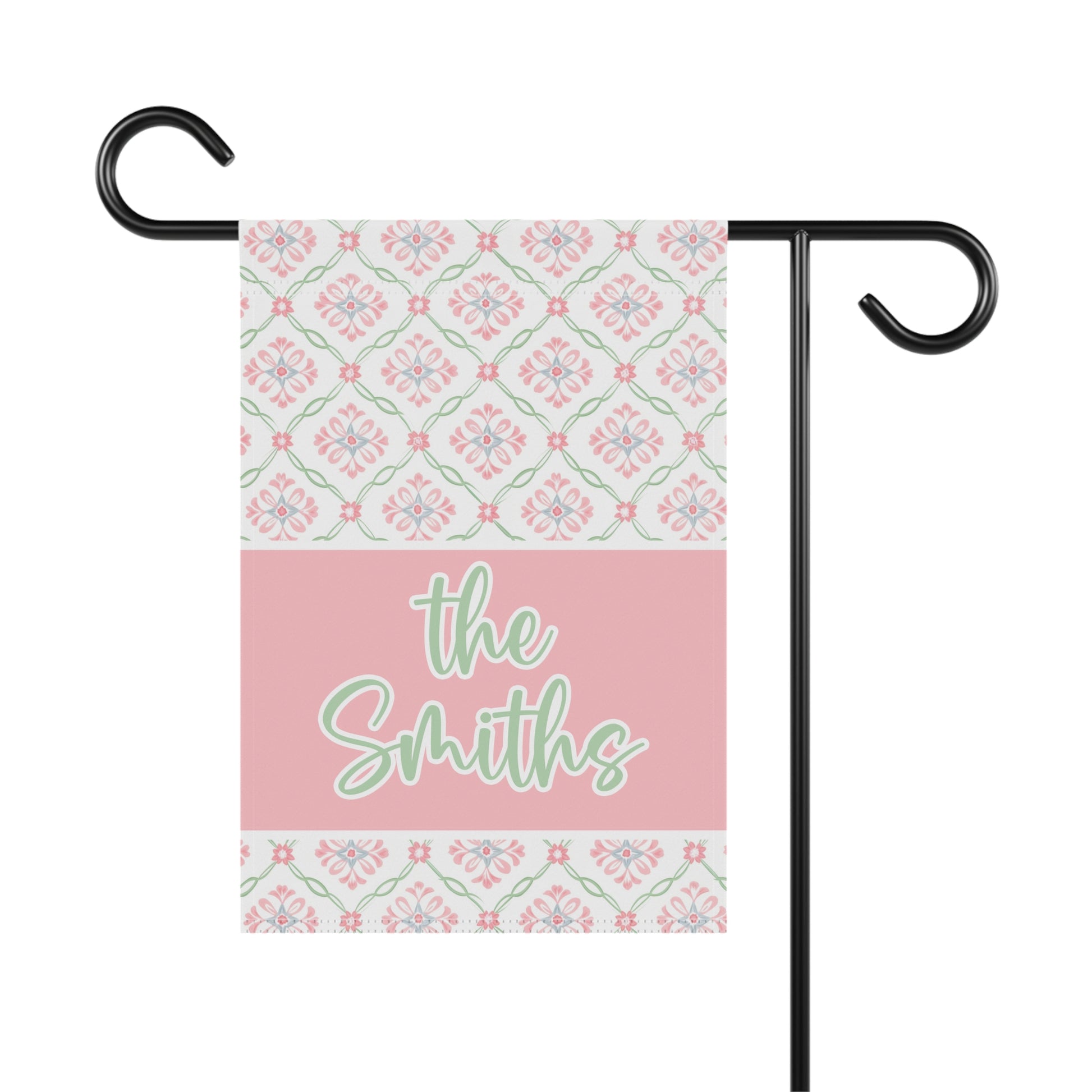 Pink and Green Mosaic Personalized Garden Flag Home Decor