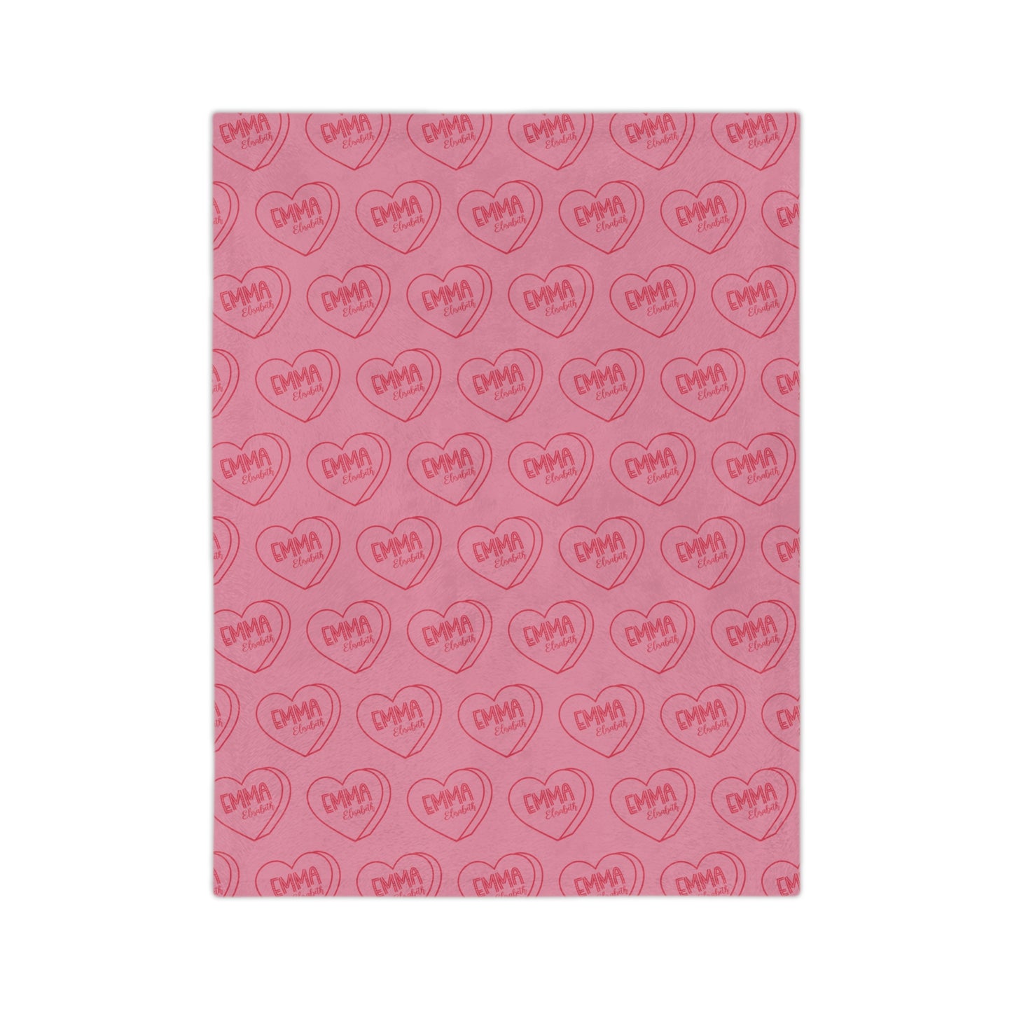 Personalized Valentine Candy Heart Velveteen Microfiber Blanket Home Decor