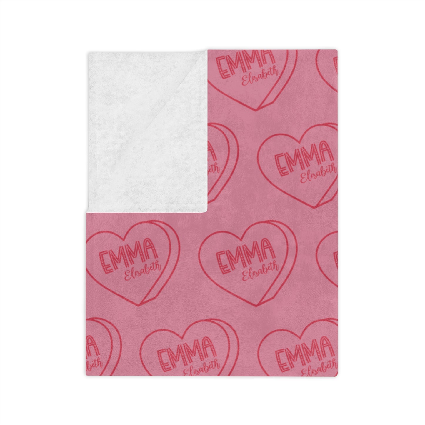 Personalized Valentine Candy Heart Velveteen Microfiber Blanket Home Decor