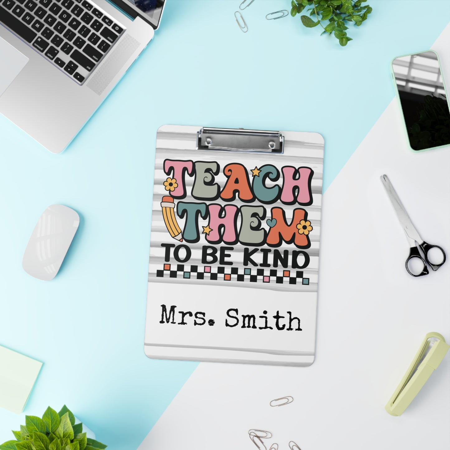 Personalized Teacher Clipboard, Teacher Appreciation Gift, Custom Monogram Clip Board, Retro, Monogram Teacher Gift, Back to School