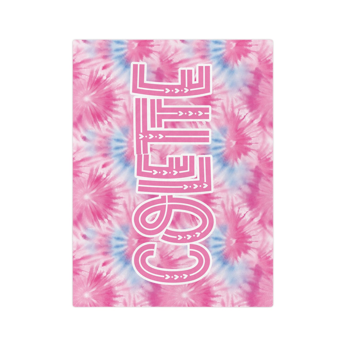 Personalized Pink and Blue Tie Dye Styled Velveteen Microfiber Blanket Home Decor