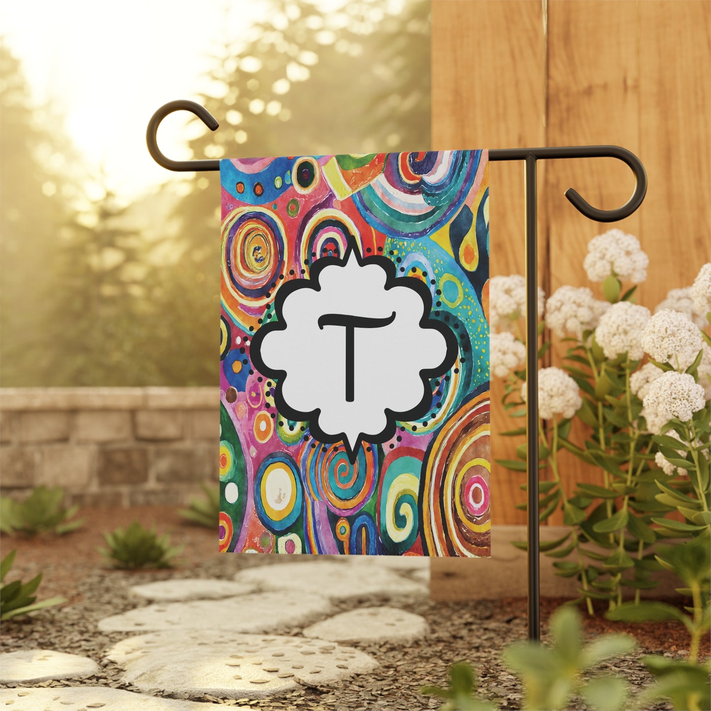 Monogrammed Summer Abstract Garden Flag Home Decor