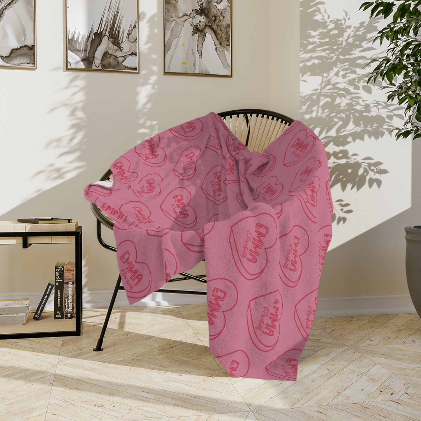 Personalized Valentine Candy Heart Velveteen Microfiber Blanket Home Decor