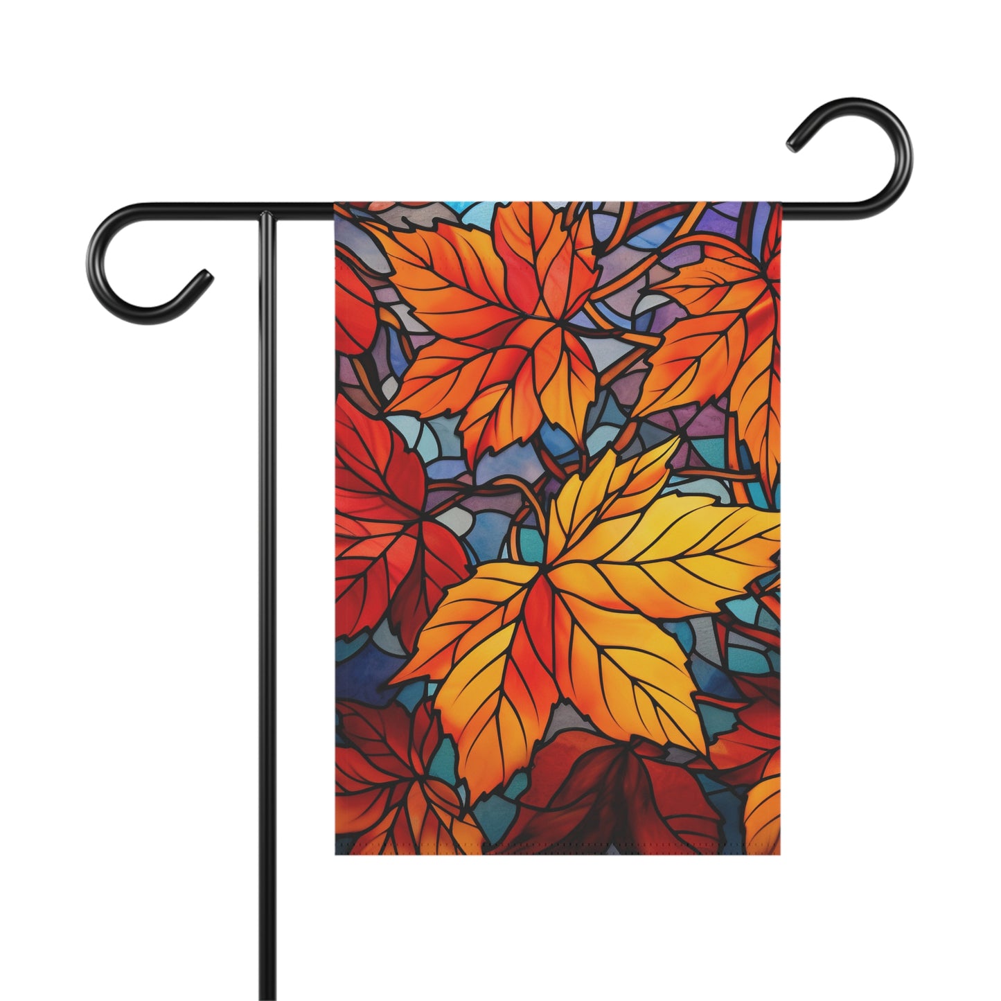 Fall Leaves Stained Glass Styled Garden Flag Home Decor