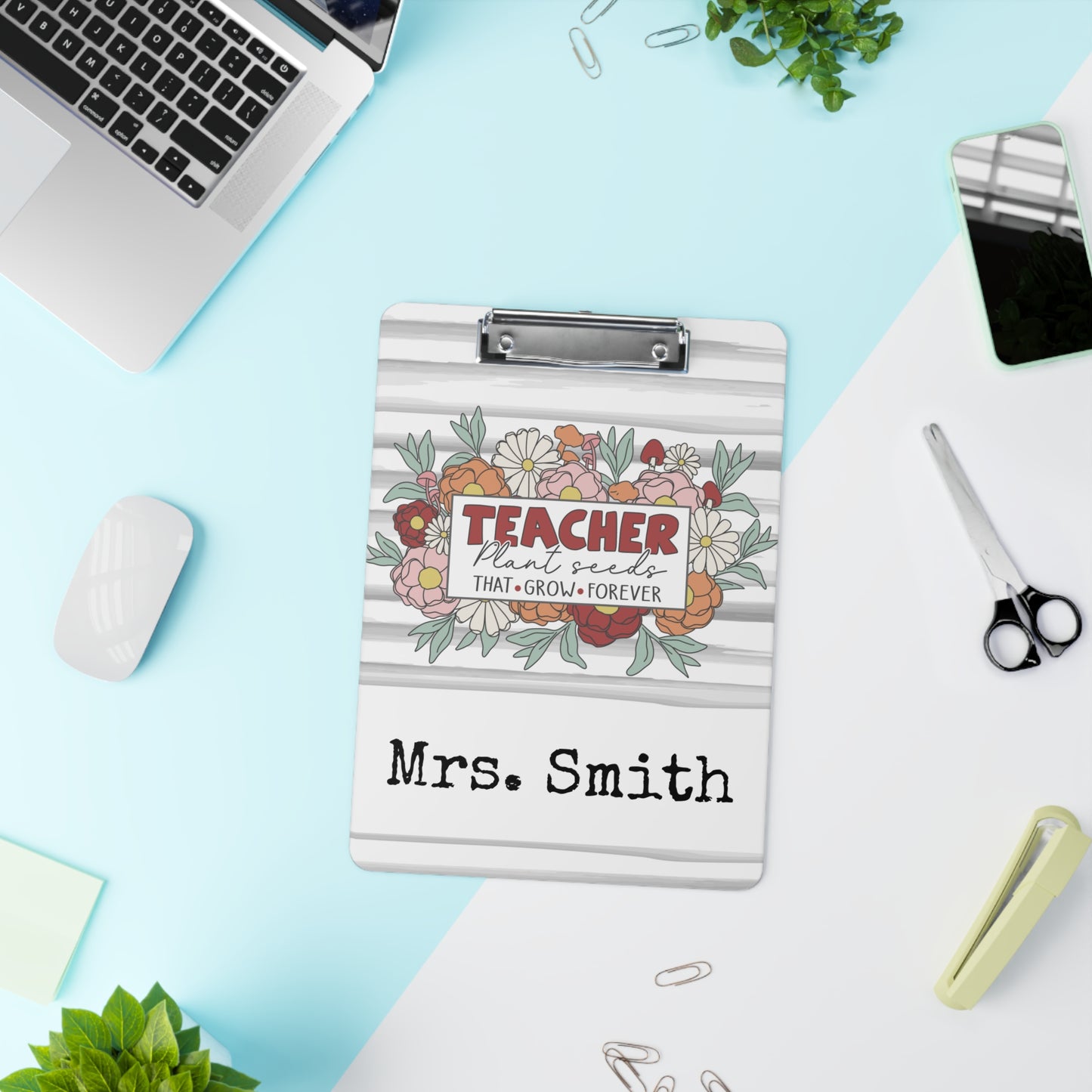 Personalized Teacher Clipboard, Teacher Appreciation Gift, Custom Monogram Clip Board, Retro, Monogram Teacher Gift, Back to School