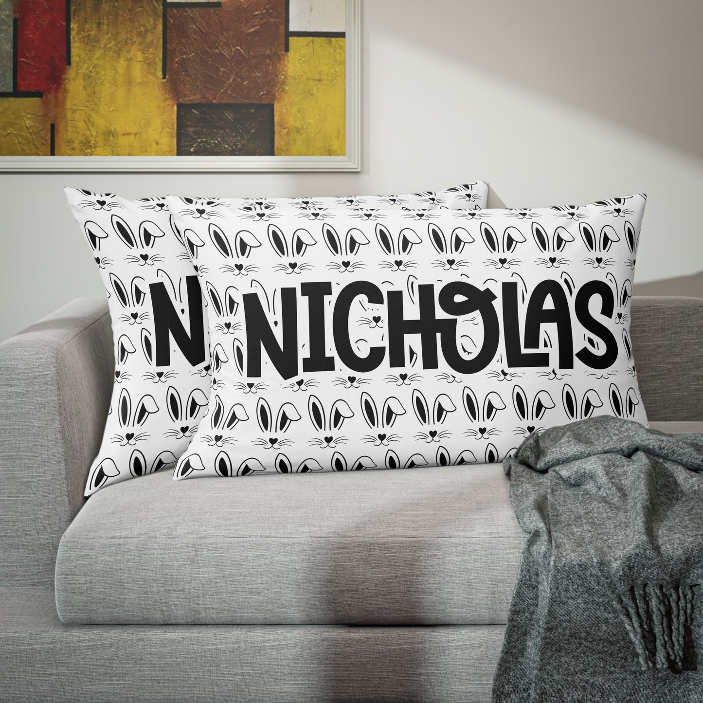 Personalized Easter Bunny Ears Pillow Case Home Decor