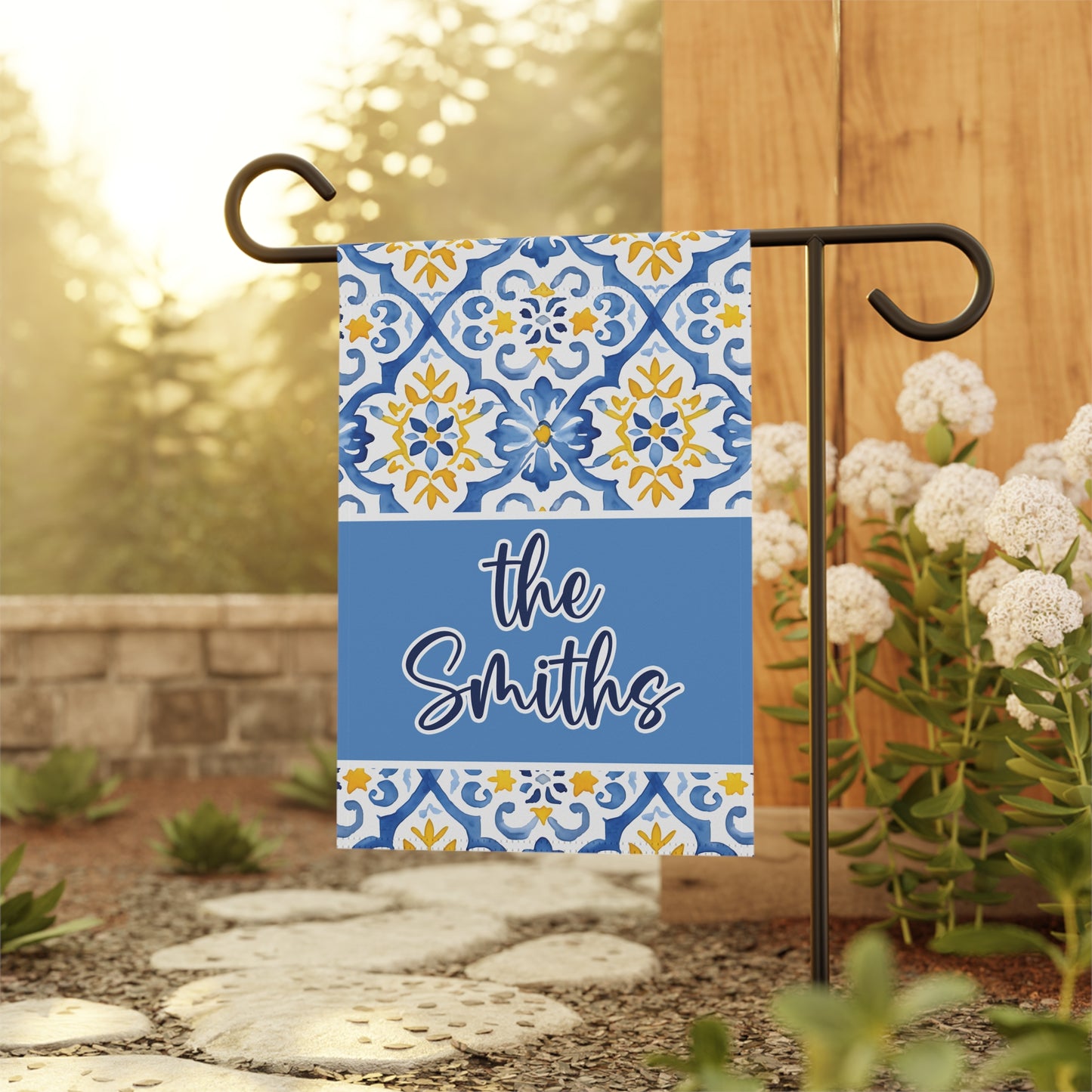 Blue and Yellow Personalized Garden Flag Home Decor