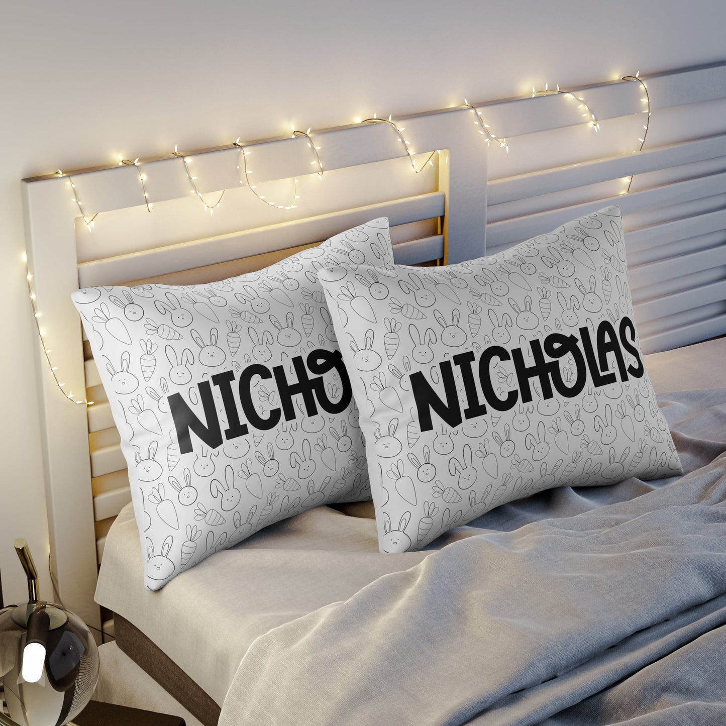 Personalized Easter Bunny & Carrot Pillow Case Home Decor