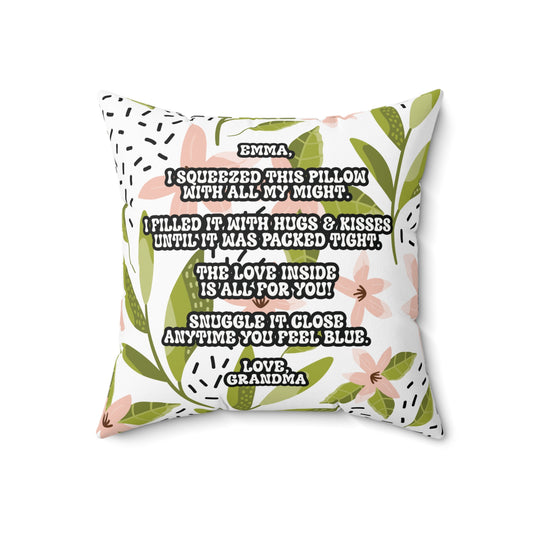 Granddaughter Love From Grandma Pillow in Pink Floral Pattern - Premium Home Decor - Just $28.50! Shop now at Nine Thirty Nine Design