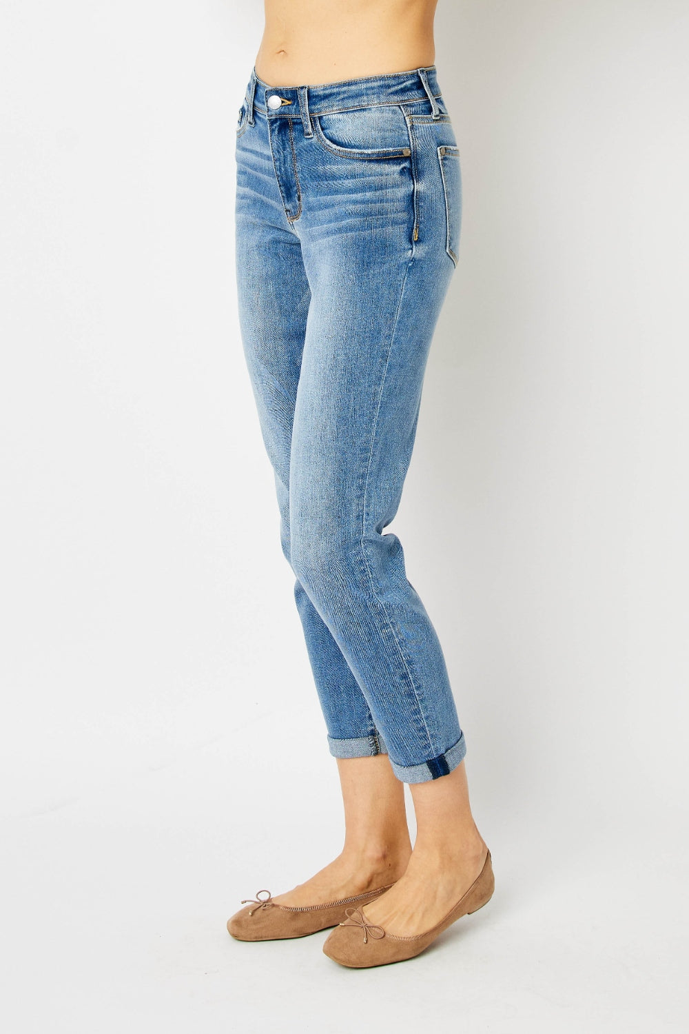 Judy Blue Full Size Cuffed Hem Slim Jeans - Premium  - Just $62.28! Shop now at Nine Thirty Nine Design