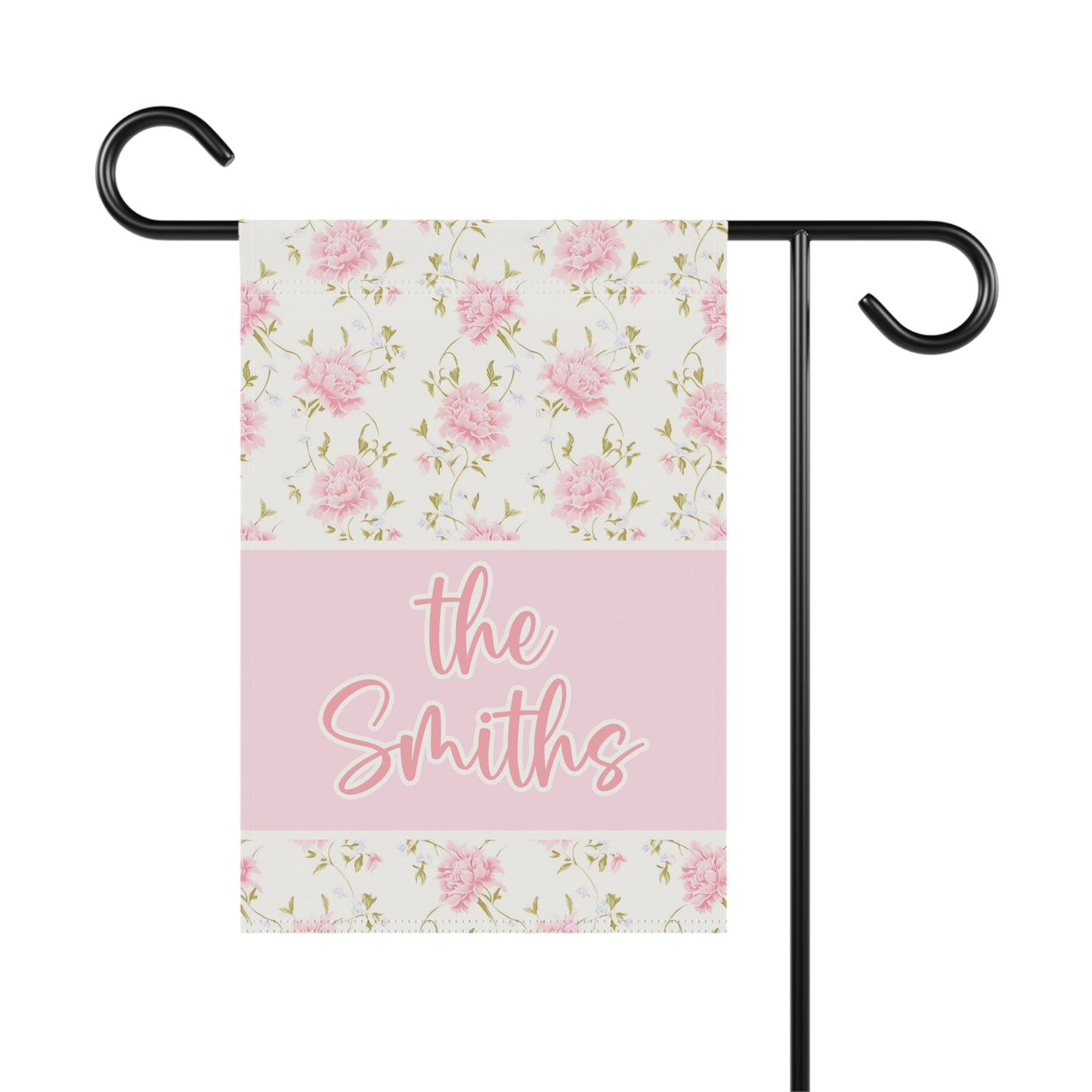 Personalized Pink and Green Floral Garden Flag Home Decor
