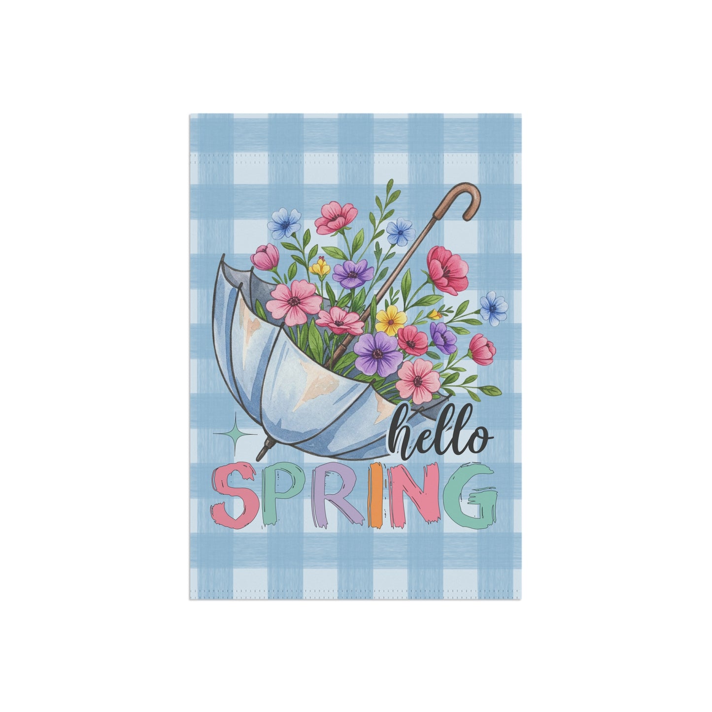 Hello Spring Garden Flag, Decorative Outdoor Banner for Home & Garden, Floral Yard Sign, Outdoor House Flag, Umbrealla Bouquet Home Decor