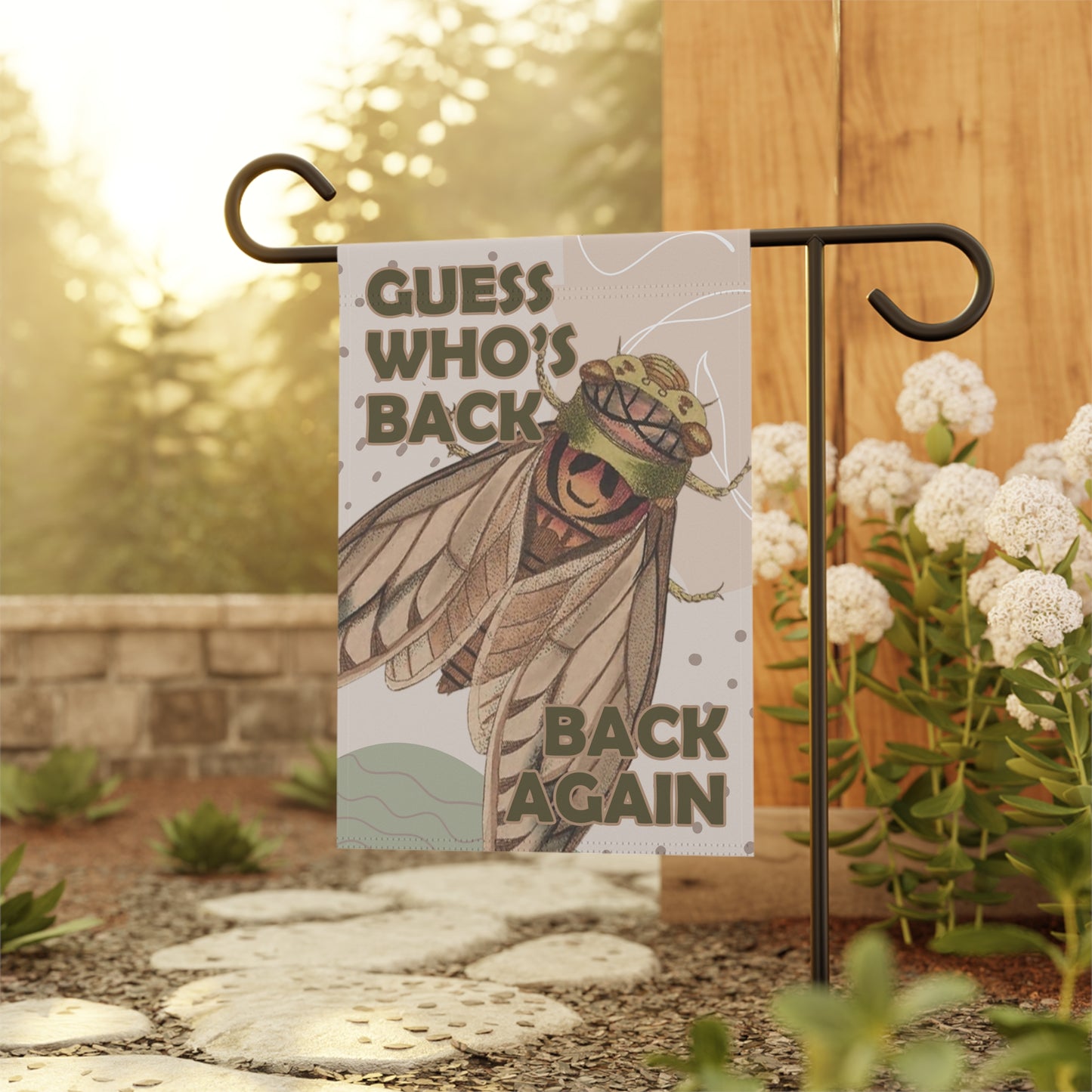 Guess Who's Back, Back Again Funny Cicada Summer Garden Flag - Premium Home Decor - Just $21.99! Shop now at Nine Thirty Nine Design