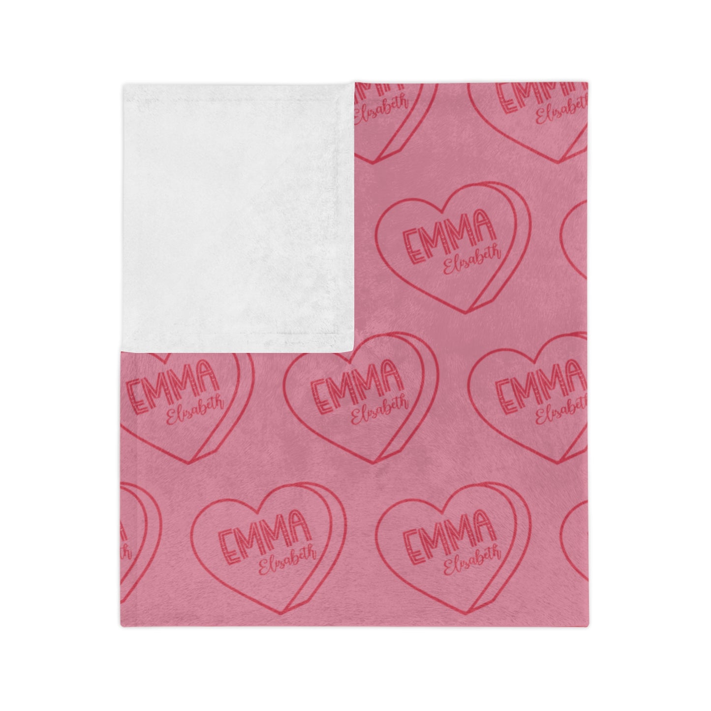 Personalized Valentine Candy Heart Velveteen Microfiber Blanket Home Decor