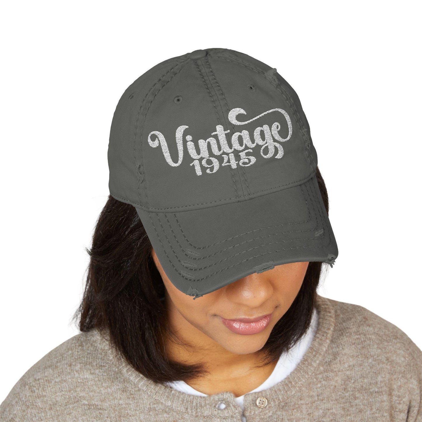 Vintage 1945 Distressed Dad Cap - 80th Birthday Gift for Grandpa or Grandma Physical