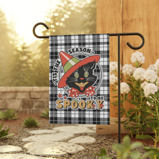 Tis The Season to be Spooky Black Cat Halloween Garden Flag Home Decor