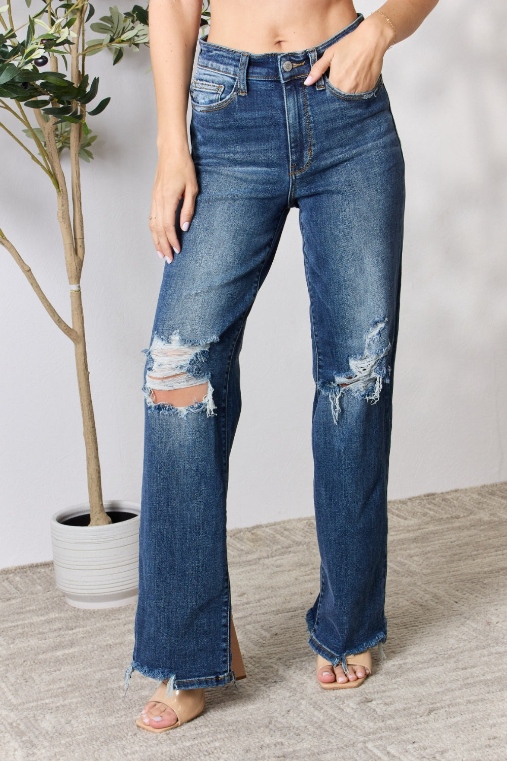 Judy Blue Full Size High Waist 90's Distressed Straight Jeans - Premium  - Just $64! Shop now at Nine Thirty Nine Design