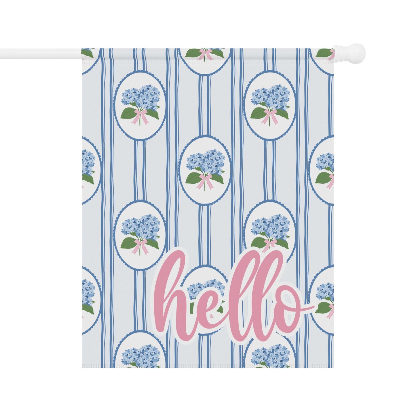 Blue Hydrangea Chinoserrie Welcome Garden and House Flag