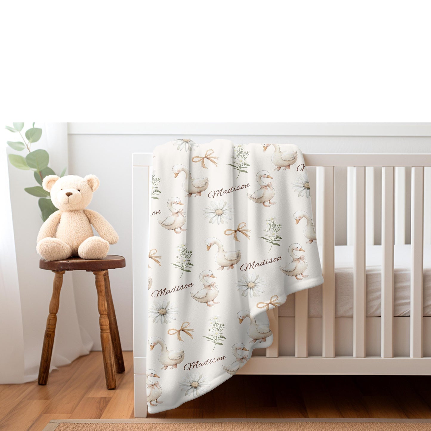 Personalized Goose Blanket - Custom Name Baby Shower Gift for New Moms and Kids Blankets