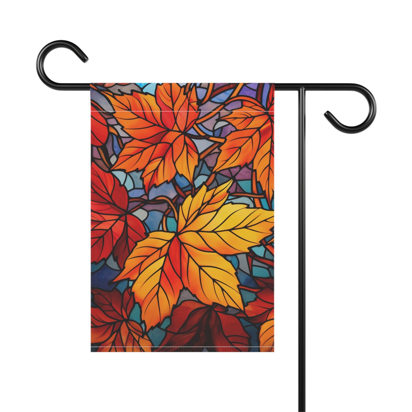 Fall Leaves Stained Glass Styled Garden Flag Home Decor