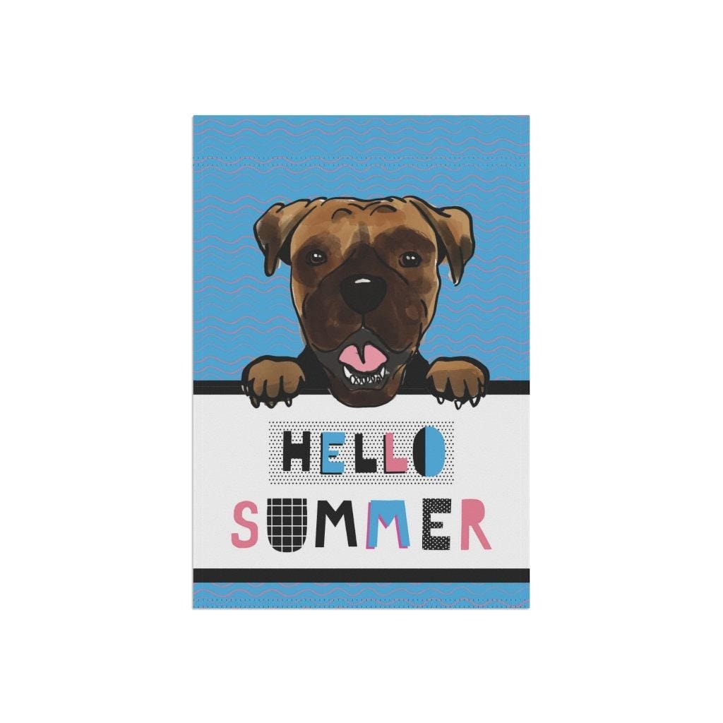 Boxer Dog Hello Summer Garden Flag