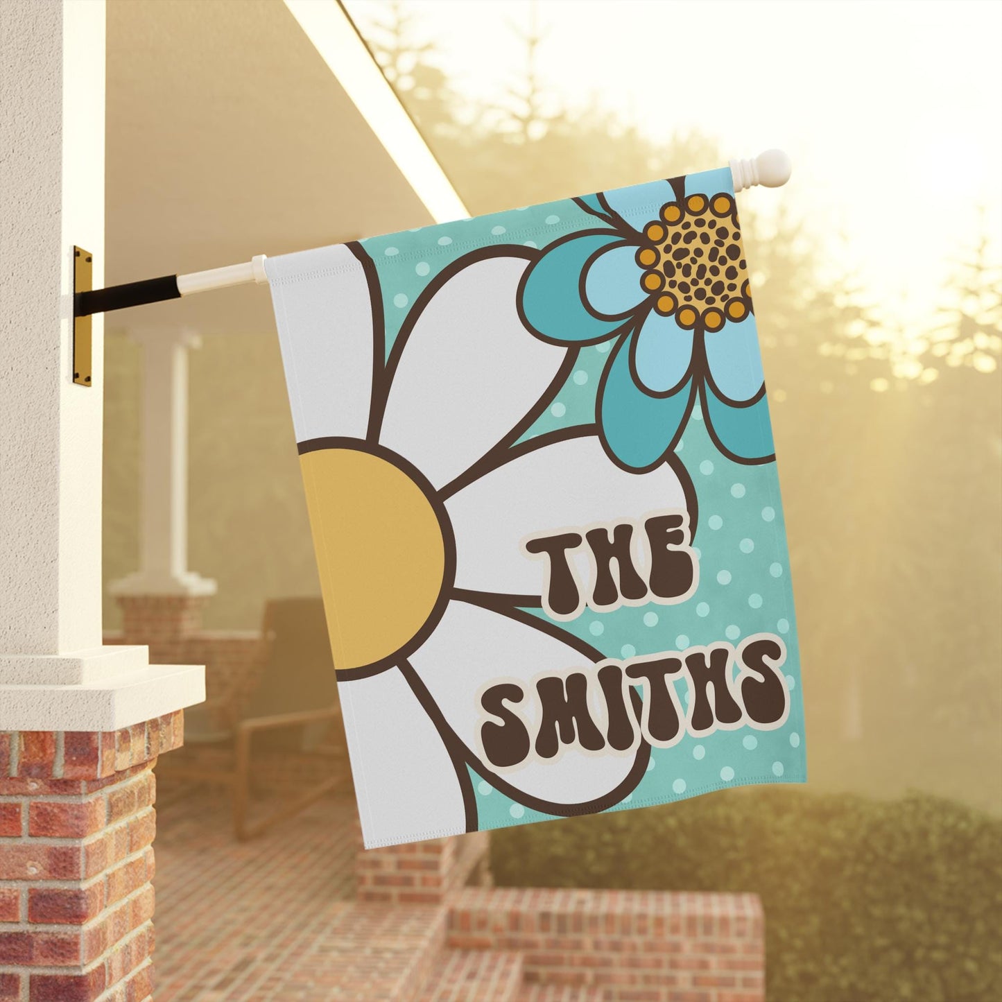 Personalized Retro Flower Garden and House Flag