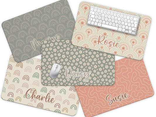 Name Desk Pad, Personalized Mouse Pad, Monogram Preppy Desk Office Decor, Large Desk Blotter, Boho Mousepad, Office Gifts