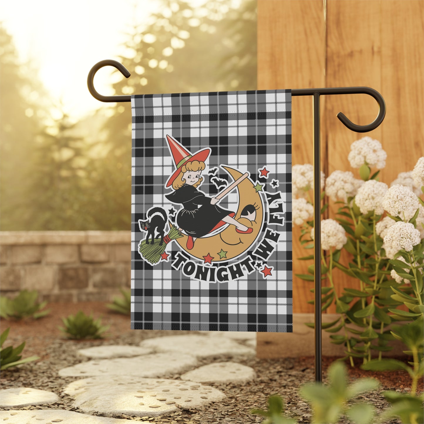 Tonight We Fly Witch Halloween Garden Flag Home Decor