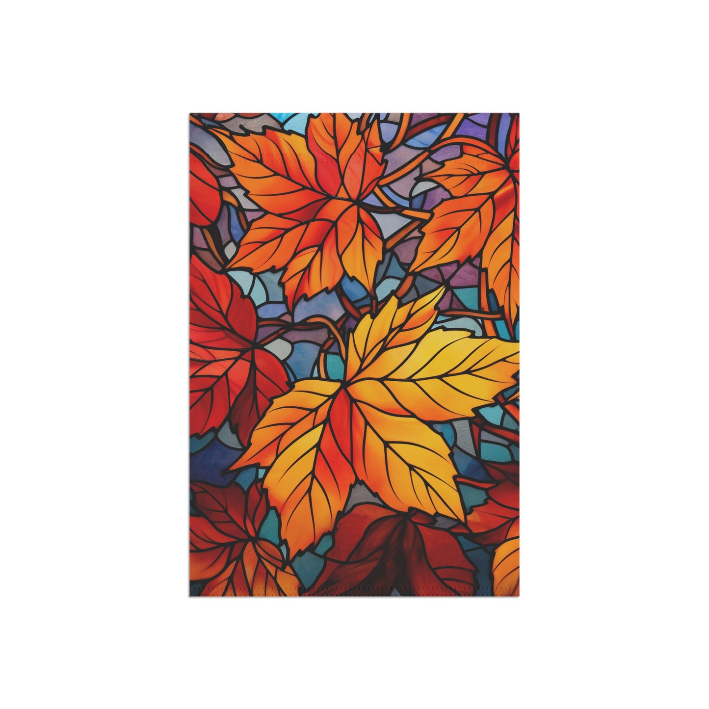 Fall Leaves Stained Glass Styled Garden Flag Home Decor