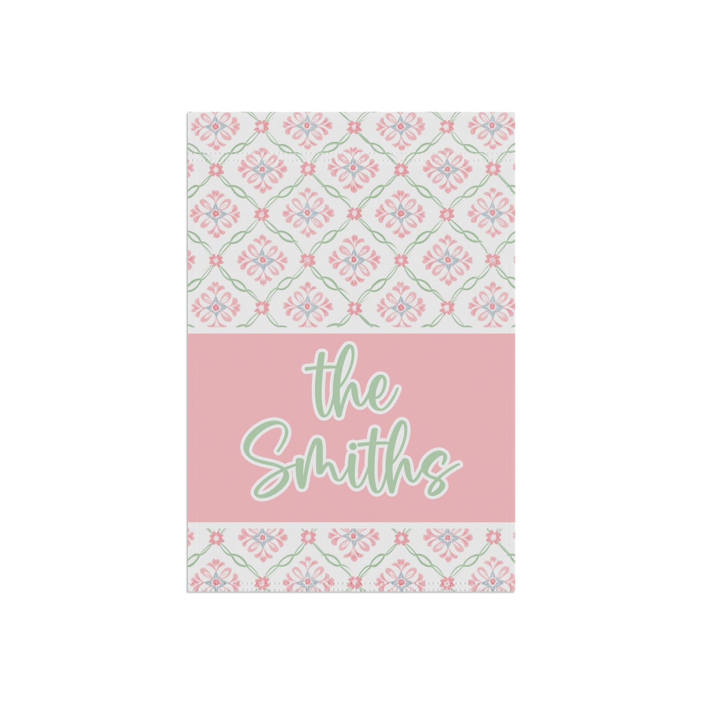 Pink and Green Mosaic Personalized Garden Flag Home Decor