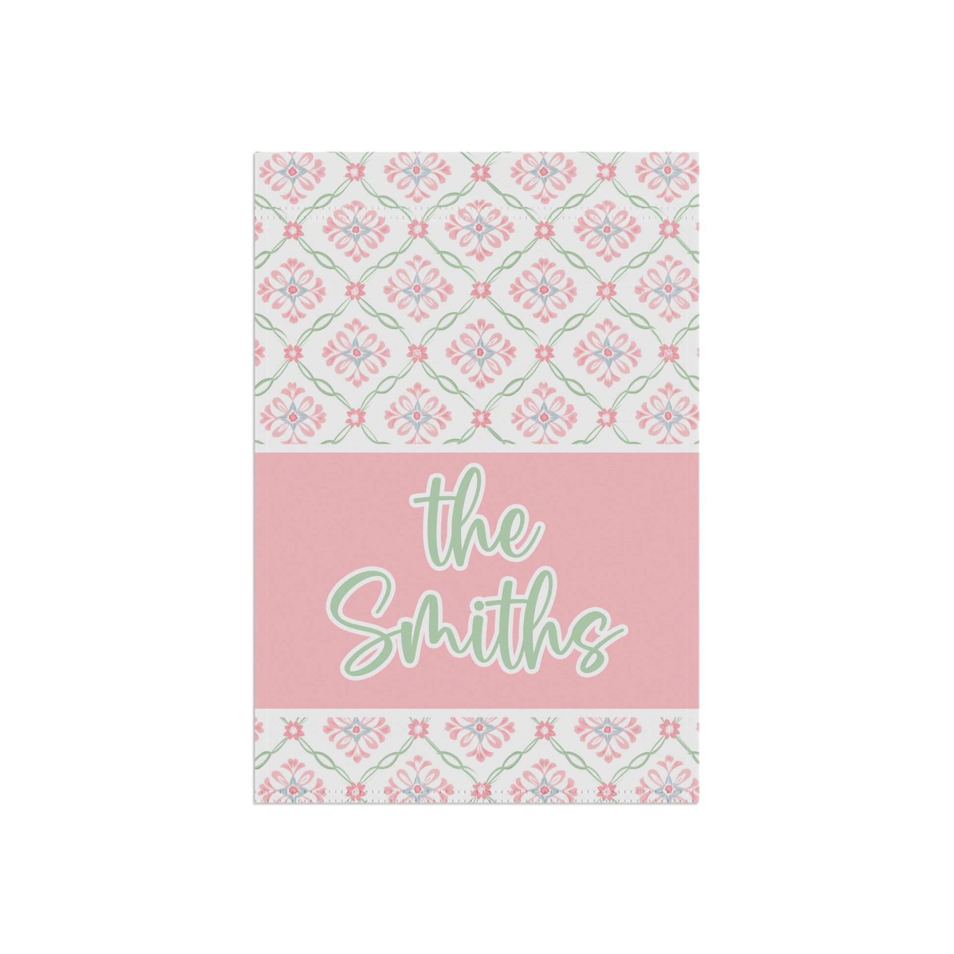Pink and Green Mosaic Personalized Garden Flag Home Decor
