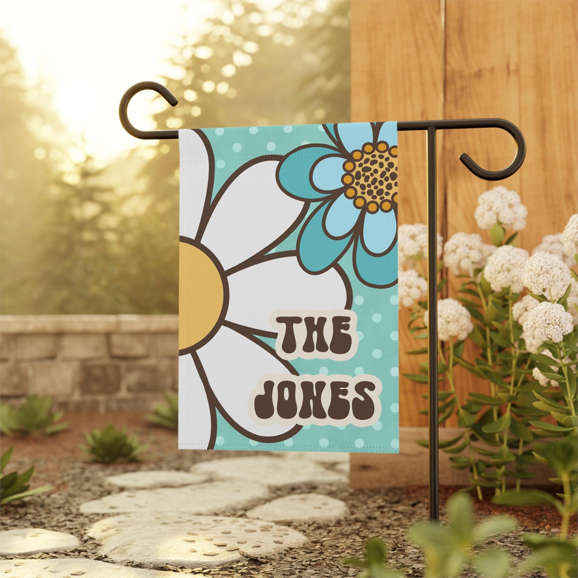 Personalized Retro Flower Garden and House Flag