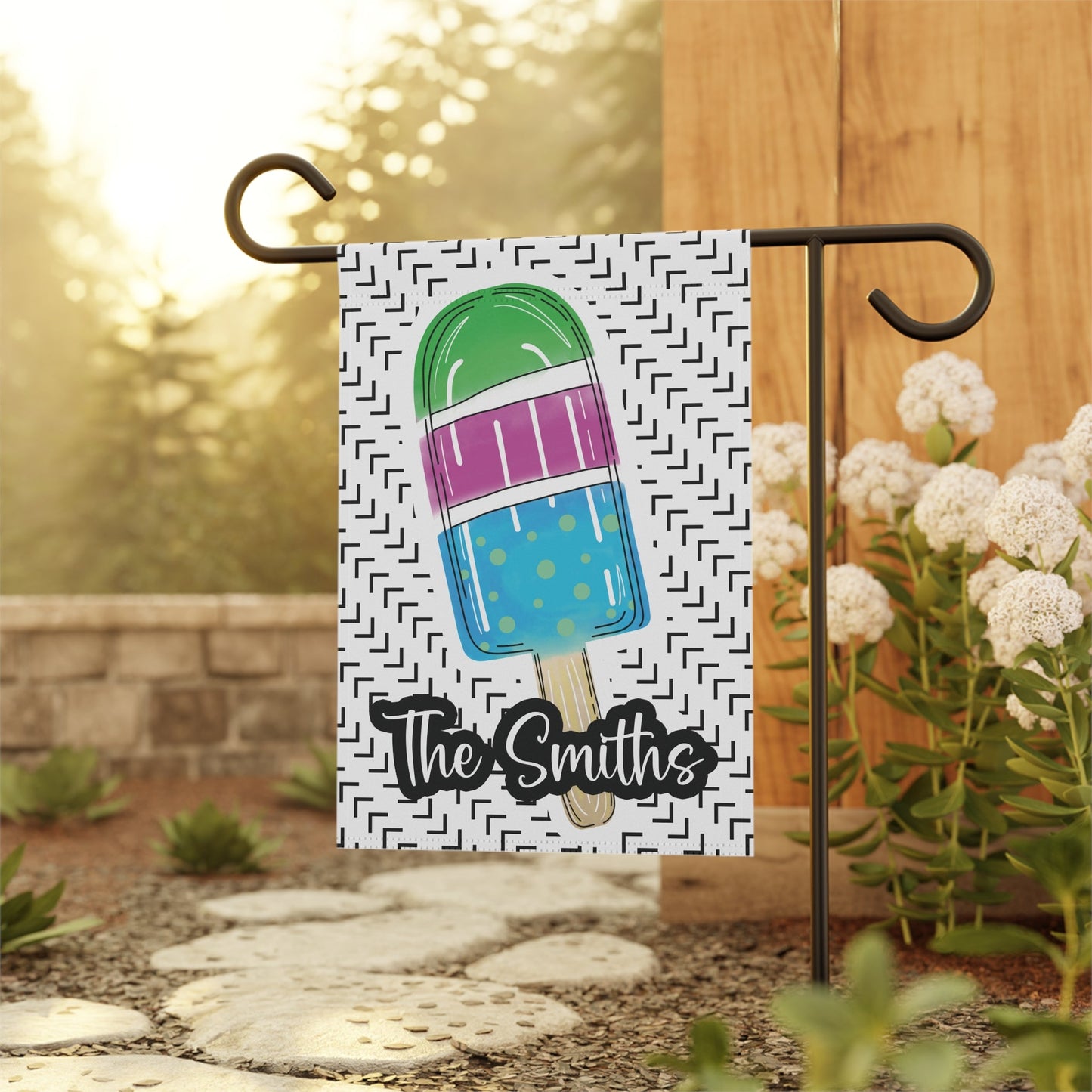 Doodle Popsicle Summer Personalized Garden Flag Home Decor