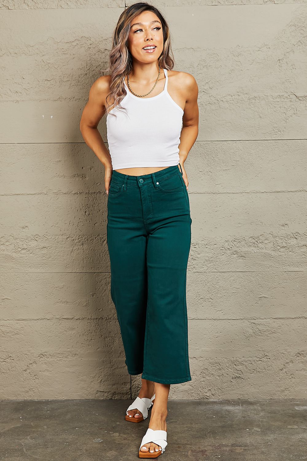 Judy Blue Hailey Full Size Tummy Control High Waisted Cropped Wide Leg Jeans - Premium  - Just $64! Shop now at Nine Thirty Nine Design
