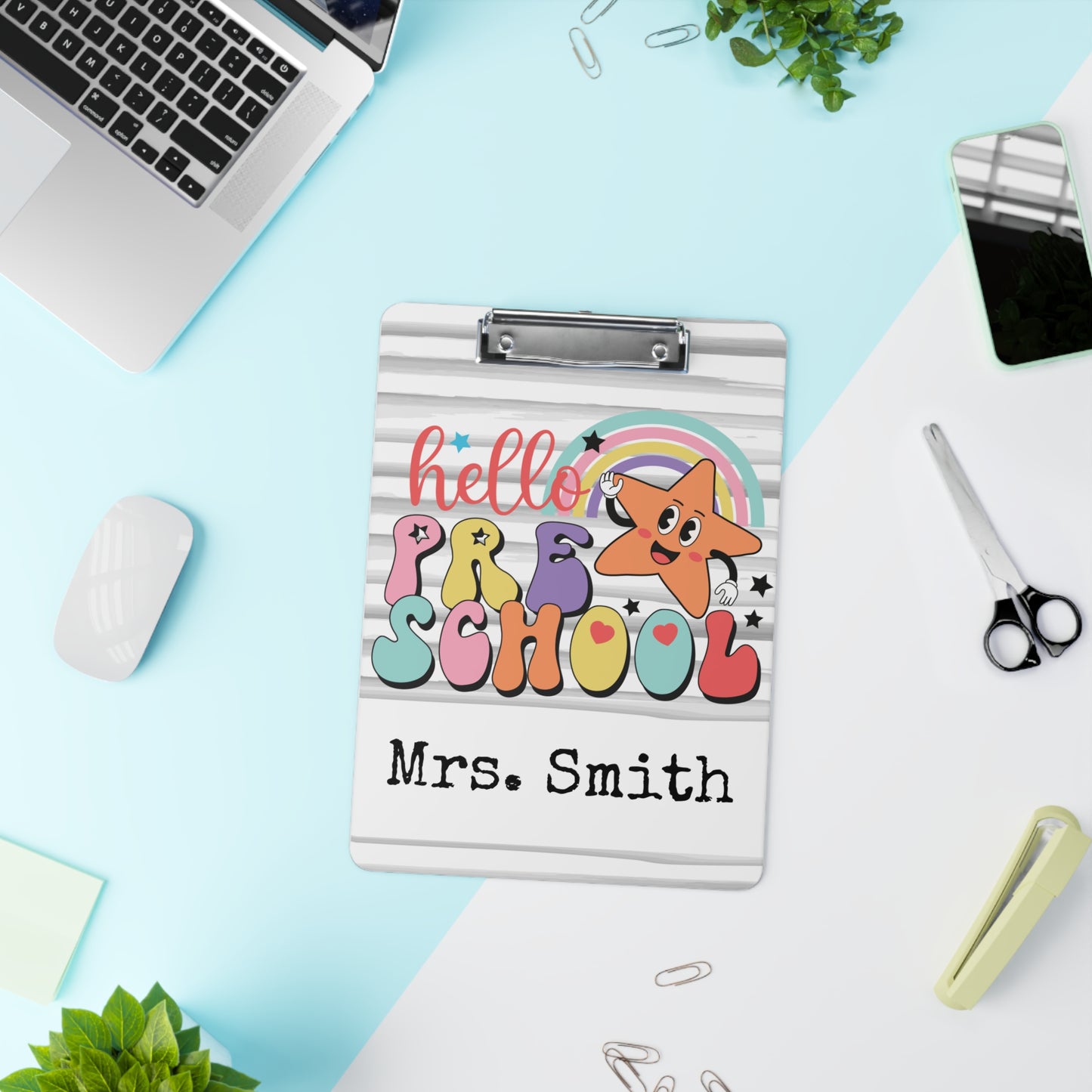 Personalized Teacher Clipboard, Teacher Appreciation Gift, Custom Monogram Clip Board, Retro, Monogram Teacher Gift, Back to School
