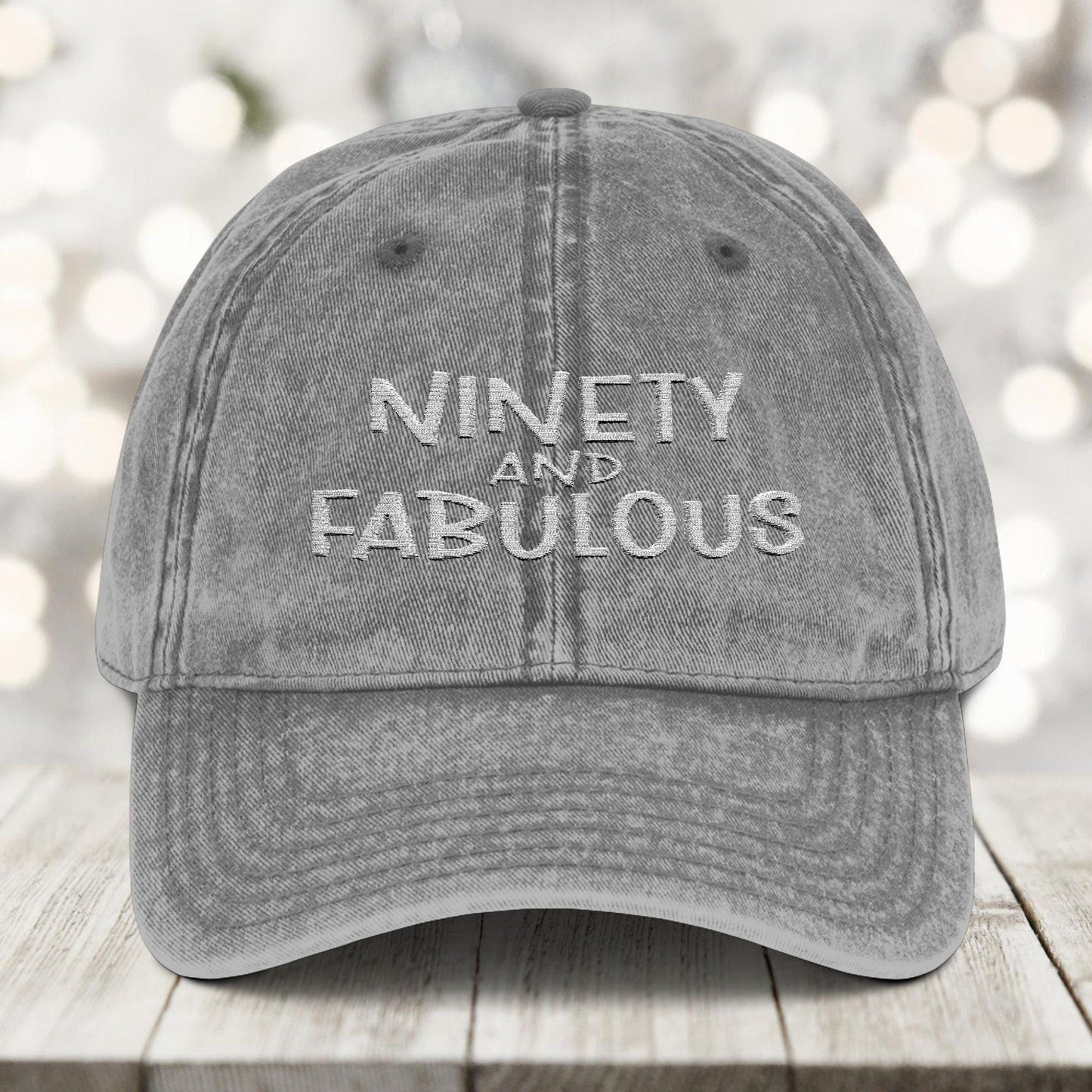 90th Birthday Hat - Vintage 90 and Fabulous Embroidered Cap Physical