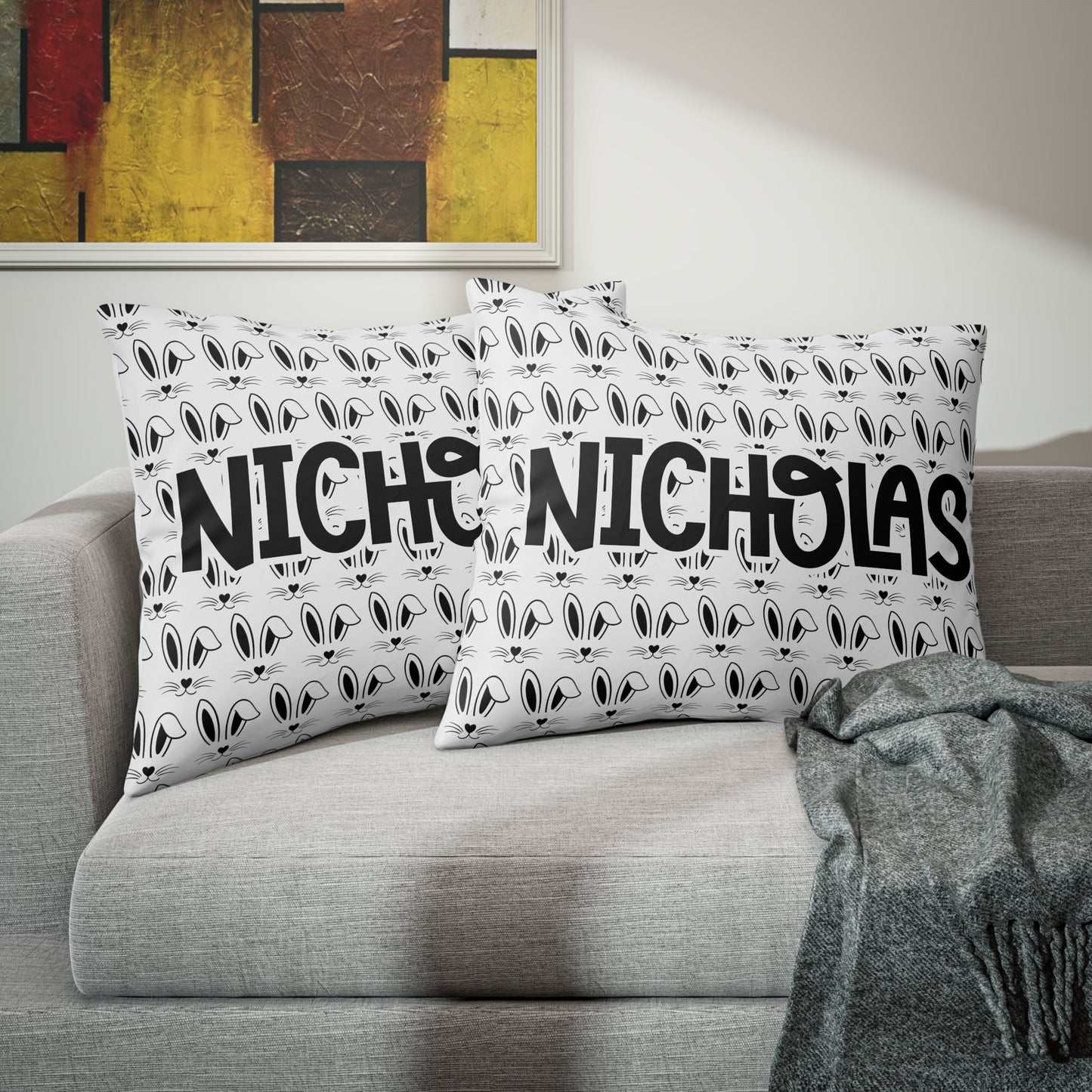 Personalized Easter Bunny Ears Pillow Case Home Decor