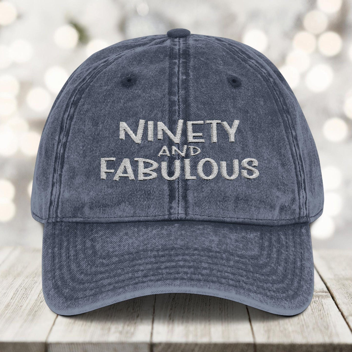 90th Birthday Hat - Vintage 90 and Fabulous Embroidered Cap Physical
