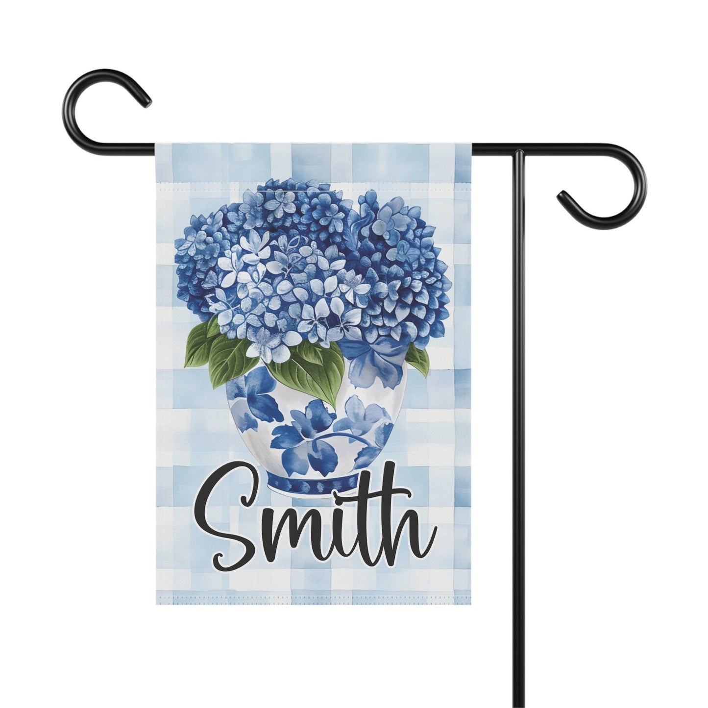 Chinoiserie Hydrangea Personalized Summer Garden Flag Flags & Windsocks