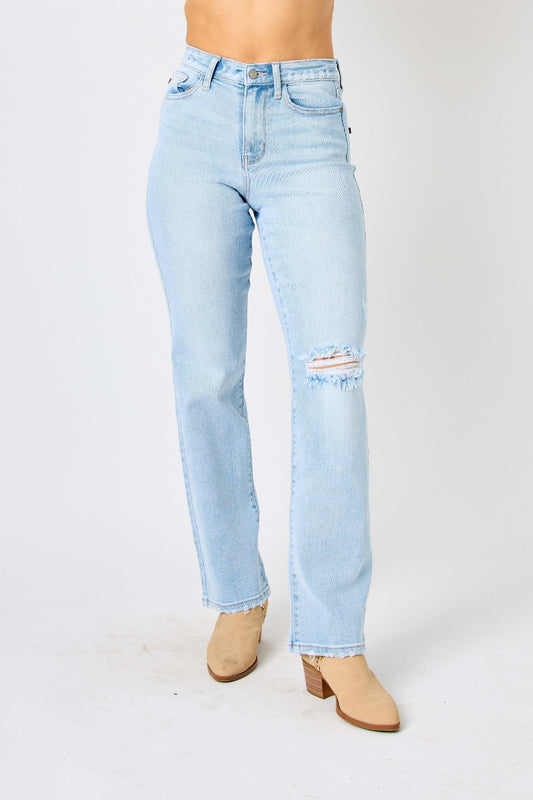 Judy Blue Full Size High Waist Distressed Straight Jeans - Premium  - Just $67.12! Shop now at Nine Thirty Nine Design