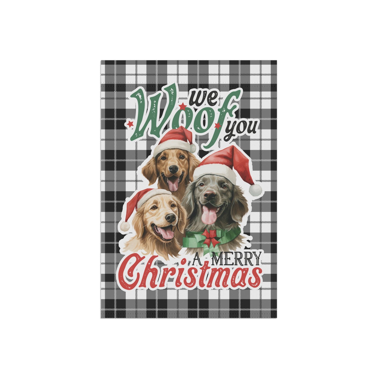We Woof You A Merry Christmas Golden Retriever Winter Garden Flag Home Decor