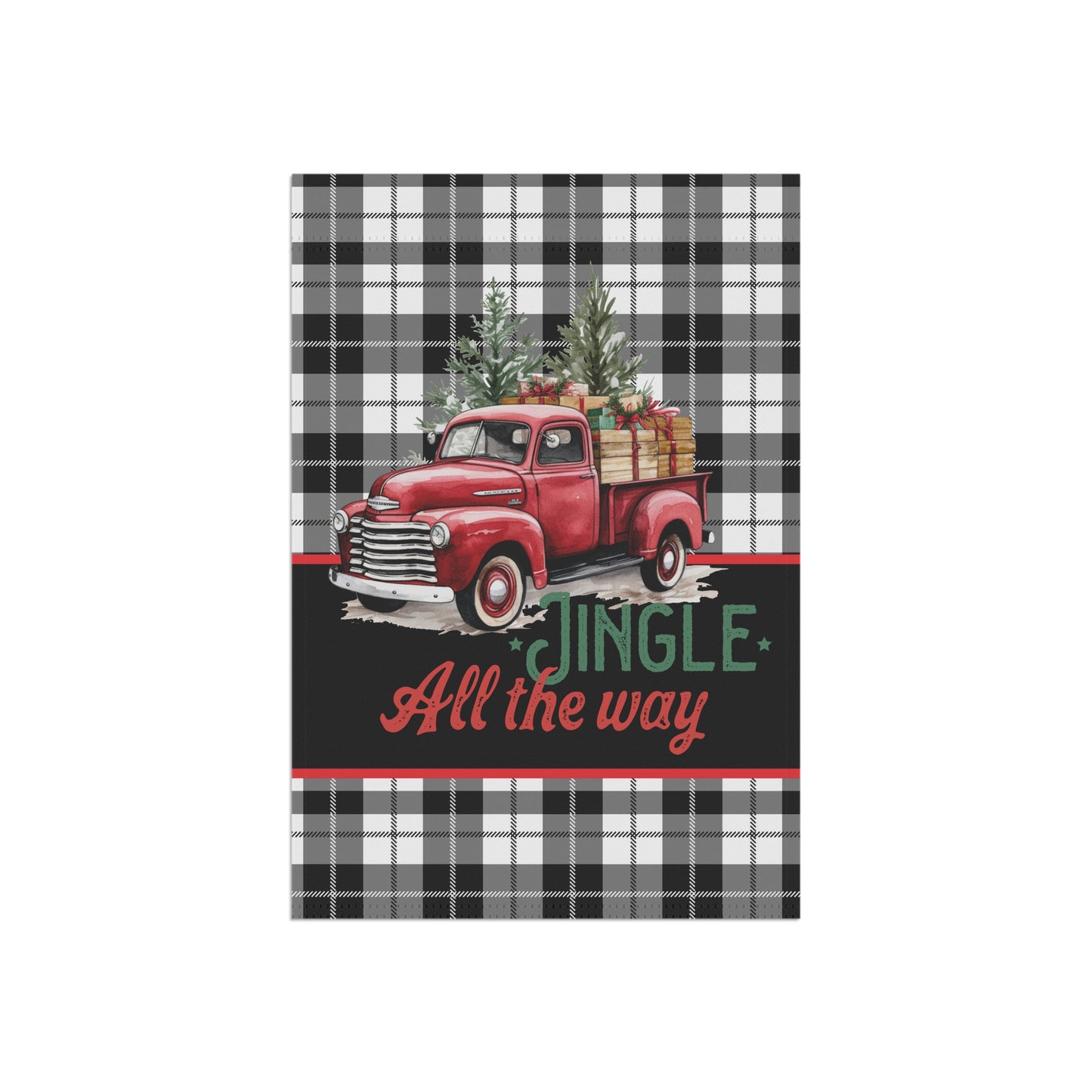 Jingle All The Way Vintage Pick Up Truck Winter Garden Flag Home Decor