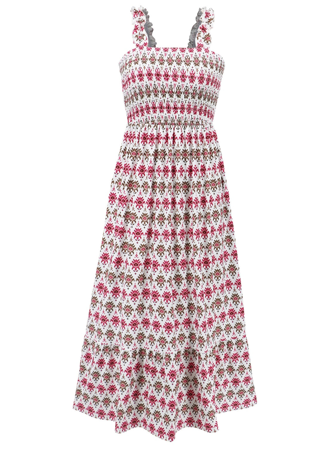 Smocked Printed Square Neck Sleeveless Dress - Premium  - Just $34.70! Shop now at Nine Thirty Nine Design