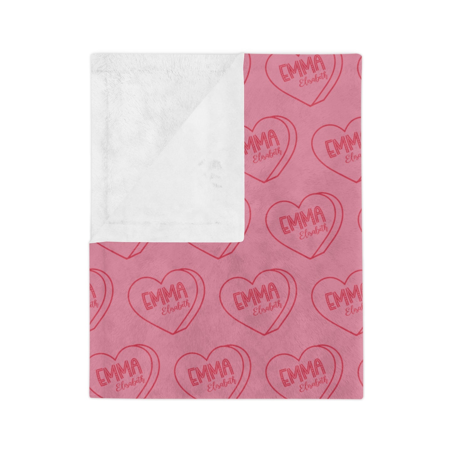 Personalized Valentine Candy Heart Velveteen Microfiber Blanket Home Decor