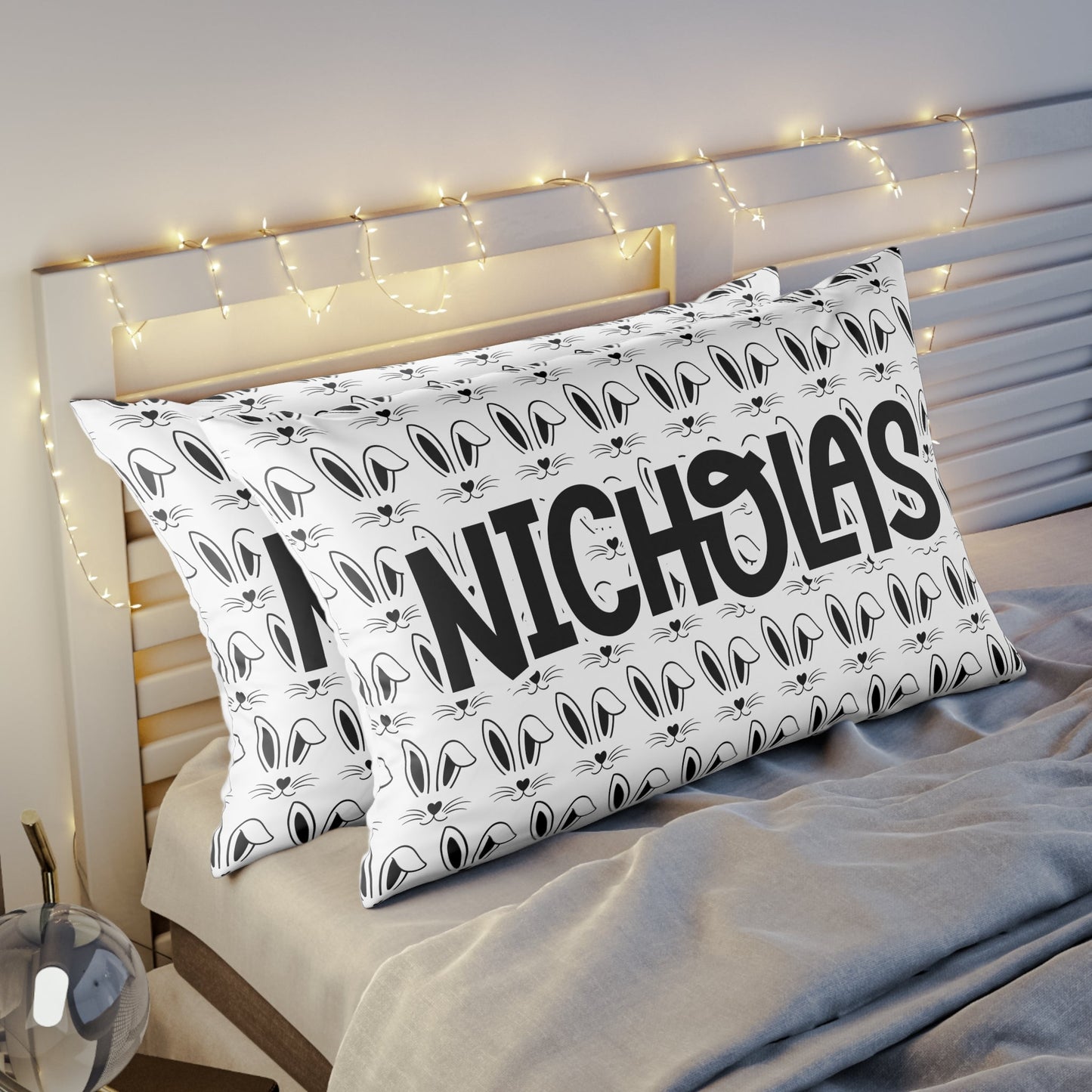 Personalized Easter Bunny Ears Pillow Case Home Decor